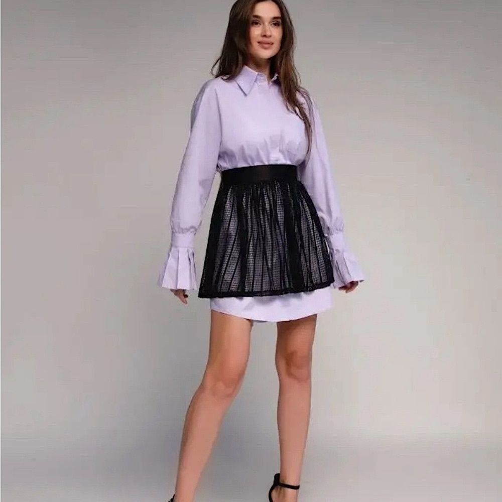 Elegant Black Mesh Skirt-Belt XS-M